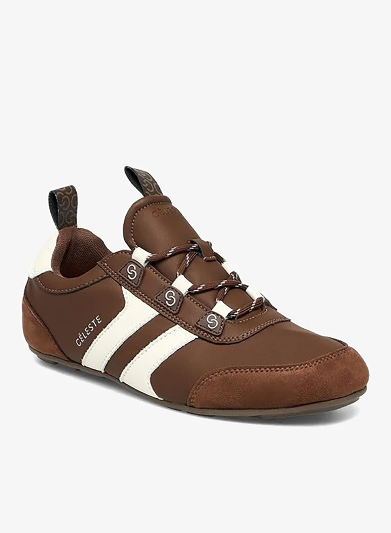 Celeste BROWN Women Panelled Lace-Up Ankle Sneakers for Women | Best Price UAE