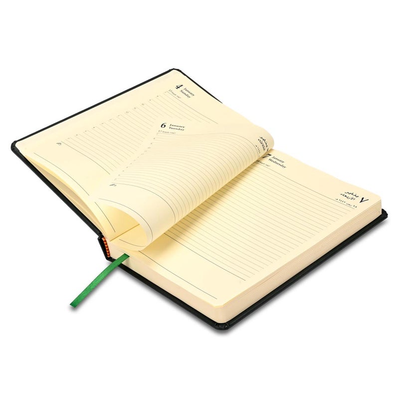 FIS مفكرة FIS 2026 A5، 148x210 مم، غلاف PU إيطالي مبطن من جانب واحد، زوايا مدورة، تنسيق يوم واحد في الصفحة، عربي/إنجليزي، ورق عاجي إيطالي 70 جرام - Image 4