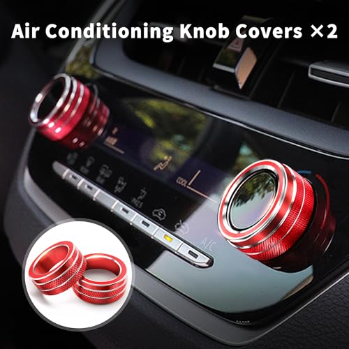 Polodunn for 2020-2025 2026 Toyota Corolla & 2022-2025 2026 Corolla Cross Accessories, 4pcs Aluminum Alloy Knob Cover Trim Set - Rearview Mirror Switch, AC & Push Start (Red) - Image 4