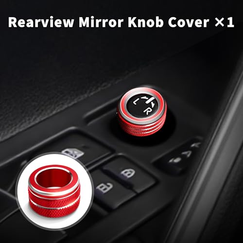 Polodunn for 2020-2025 2026 Toyota Corolla & 2022-2025 2026 Corolla Cross Accessories, 4pcs Aluminum Alloy Knob Cover Trim Set - Rearview Mirror Switch, AC & Push Start (Red) - Image 3