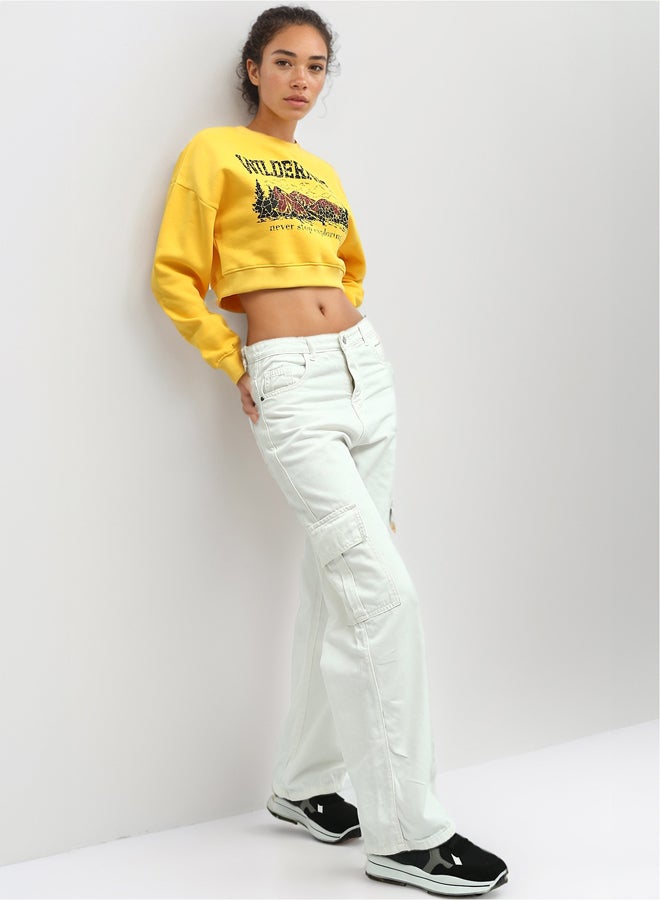 RAVIN Printed ''Wilderness'' Cropped Sweet Shirt - Image 5