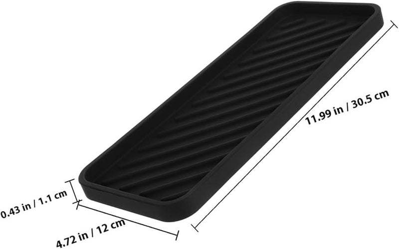 Black Silicone Soap Dish Holder with Sponge Tray for Bathroom Kitchen Sink 2 Pack - Image 2