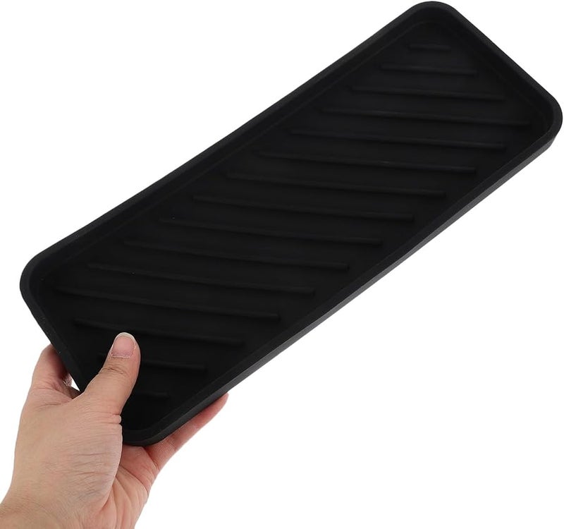 Black Silicone Soap Dish Holder with Sponge Tray for Bathroom Kitchen Sink 2 Pack - Image 3