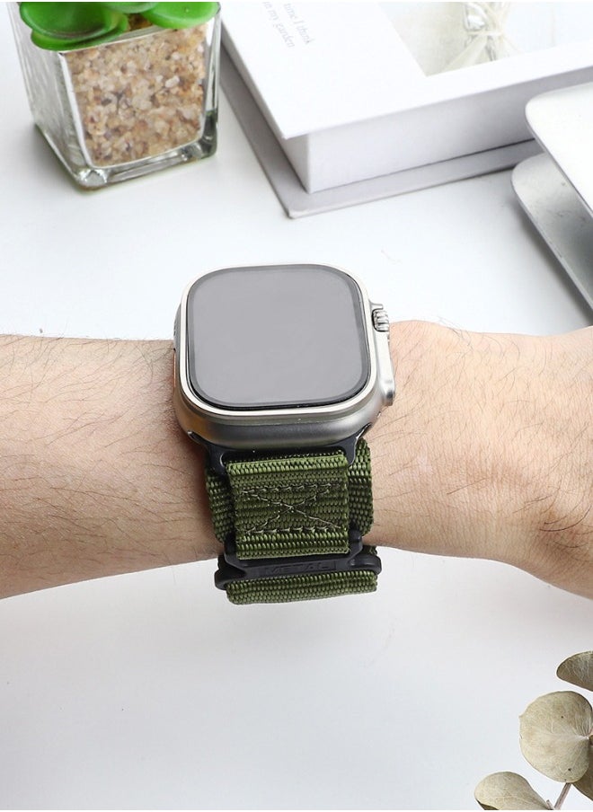 Nylon Rugged Apple Watch Band For Men Women Compatible with Apple Watch 38mm 40mm 41mm 42 mm 44mm 45mm 49mm, Adjustable Tactical iWatch Bands for Ultra Series 8/7/6/5/4/3/2/1 SE Black/Army Green/Blue