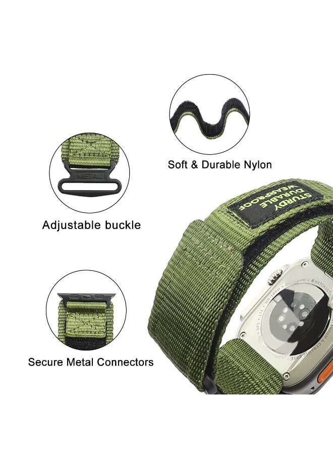 Nylon Rugged Apple Watch Band For Men Women Compatible with Apple Watch 38mm 40mm 41mm 42 mm 44mm 45mm 49mm, Adjustable Tactical iWatch Bands for Ultra Series 8/7/6/5/4/3/2/1 SE Black/Army Green/Blue