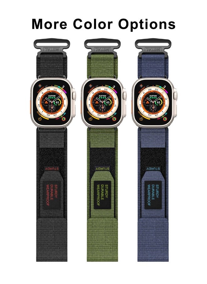 Nylon Rugged Apple Watch Band For Men Women Compatible with Apple Watch 38mm 40mm 41mm 42 mm 44mm 45mm 49mm, Adjustable Tactical iWatch Bands for Ultra Series 8/7/6/5/4/3/2/1 SE Black/Army Green/Blue