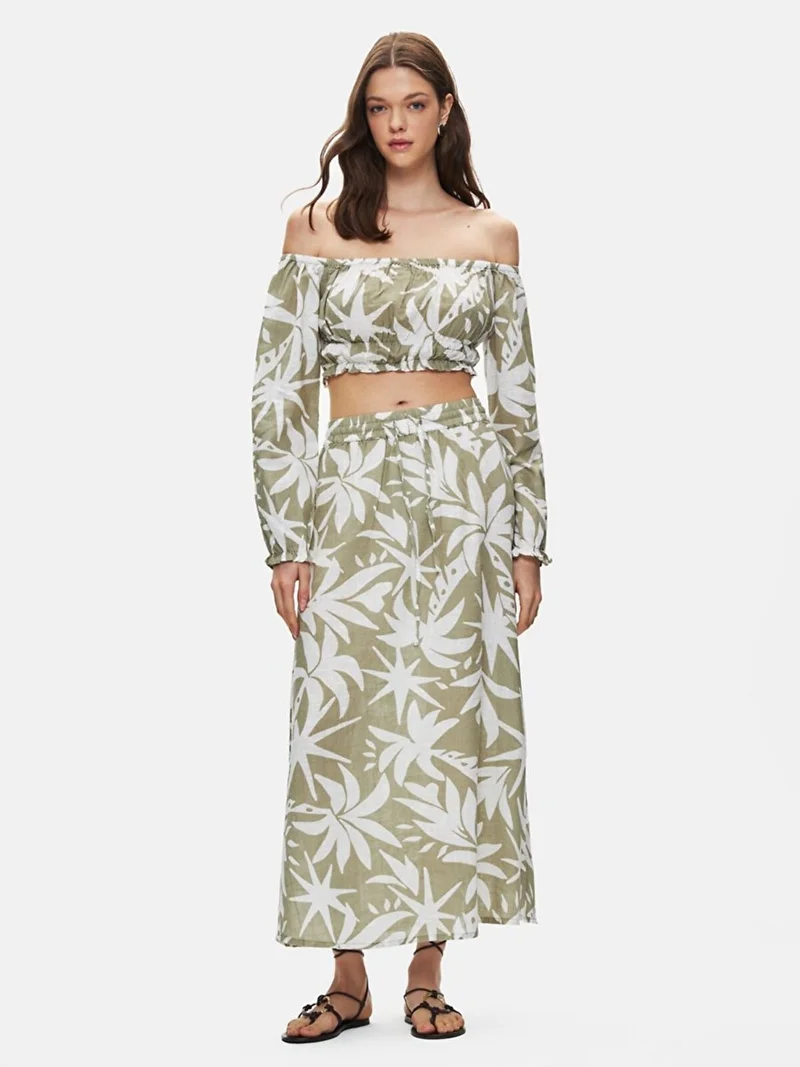 Women's Floral Crop Long Sleeve Blouse