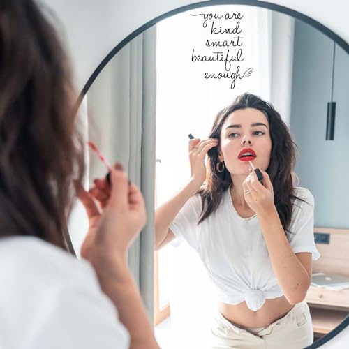 JINGIHE Affirmation Stickers You are Kind Smart Beautiful Enough, Mirror Wall Decor for Bathroom, Vinyl Peel and Stick Wall Decals for Home Decor Living Room Bedroom Girl Home Decoration (Black) - Image 4