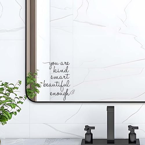 JINGIHE Affirmation Stickers You are Kind Smart Beautiful Enough, Mirror Wall Decor for Bathroom, Vinyl Peel and Stick Wall Decals for Home Decor Living Room Bedroom Girl Home Decoration (Black) - Image 2