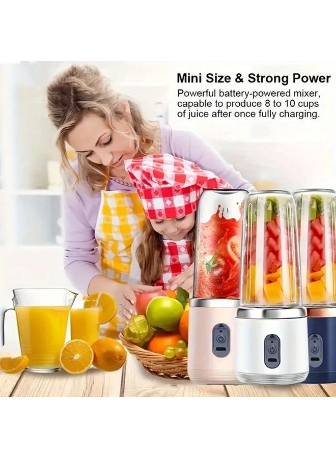 Portable USB Blender Double Cup Pink 21000 RPM Personal Smoothie Maker - Image 4