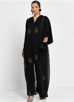V-Neck Embellished Abaya