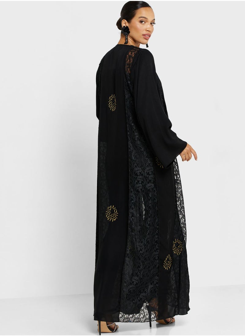 hayas closet - V-Neck Embellished Abaya - Image 1