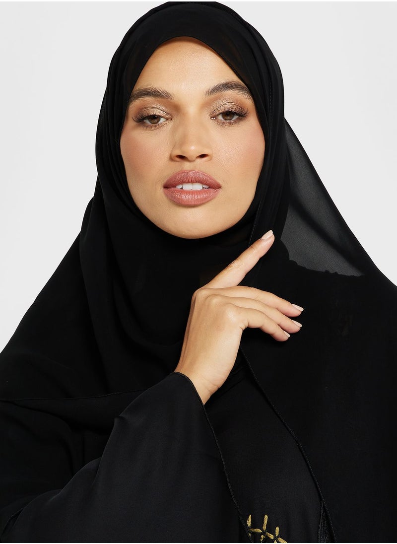 hayas closet - V-Neck Embellished Abaya - Image 1