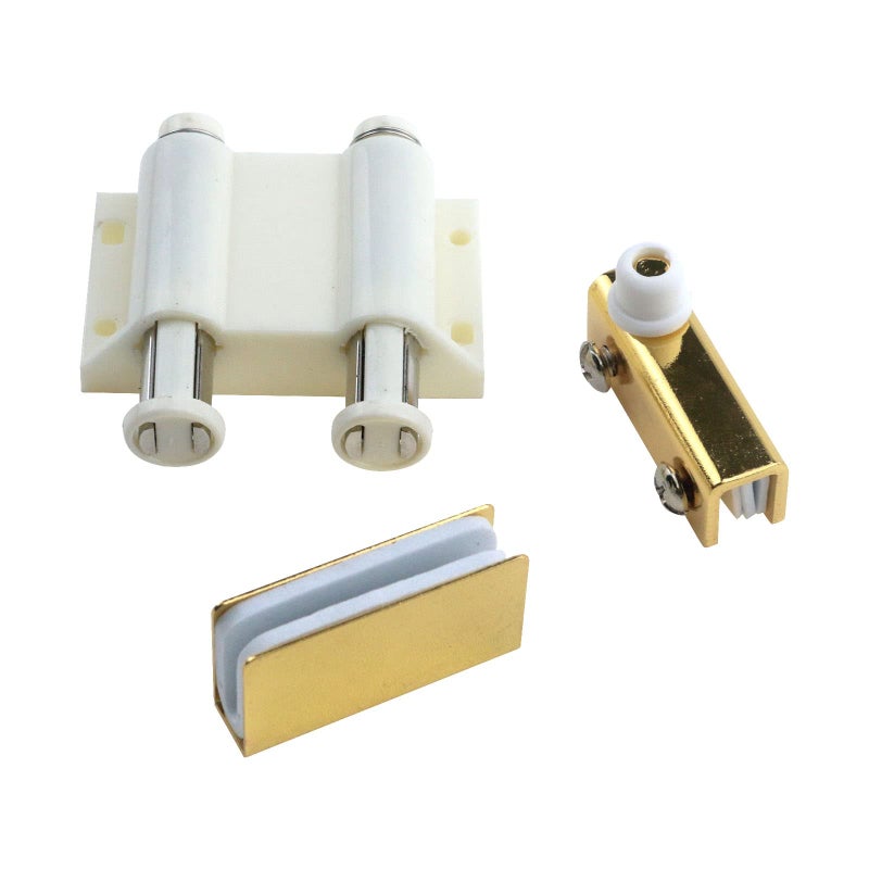 Pastlla Glass Door Pivot Hinge With Magnetic Catch And Clamp Set For Bathroom Showcase Cabinet Doors (Gold) - Image 4