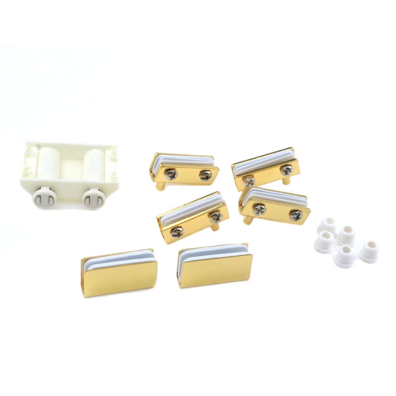 Pastlla Glass Door Pivot Hinge With Magnetic Catch And Clamp Set For Bathroom Showcase Cabinet Doors (Gold) - Image 3