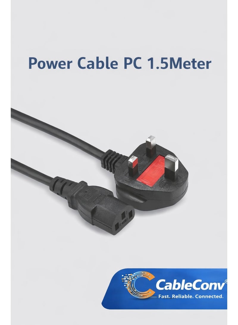 CABLE CONV UK Power Cable 1.5 meter  Kettle Lead/Power Cord computer cable for desktop laptop TV/Monitor Power Cable - Image 1
