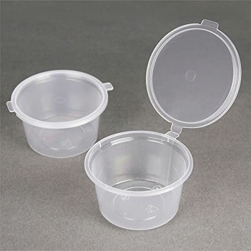 Prokart Premium Mini 25ml Plastic Cup with Attached Lid Sauce Packaging | Small Size Plastic Container for Food Storage (Pack of 100) - Image 1