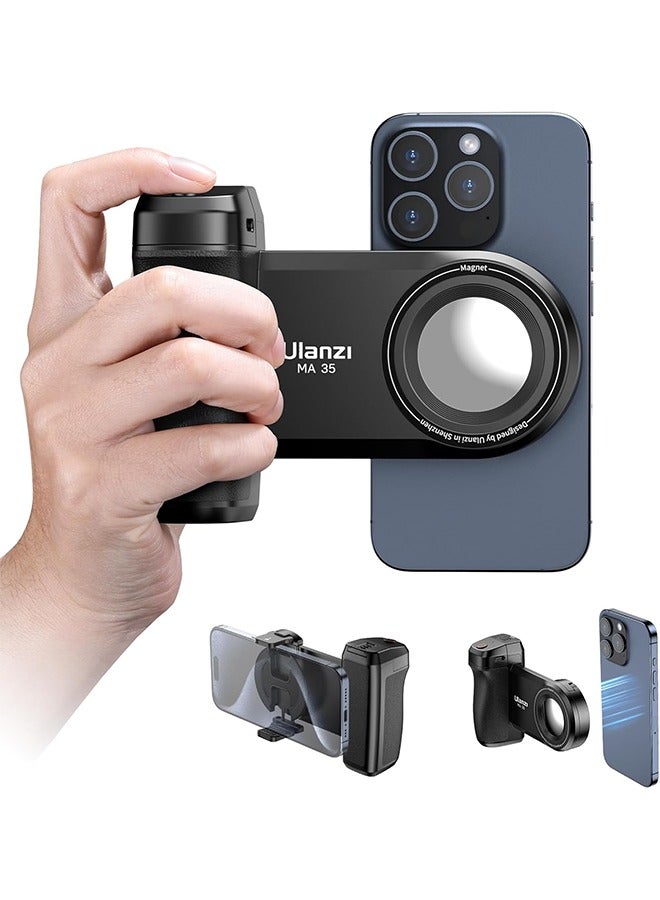 Ulanzi MA35 Smartphone Camera Shutter Grip Compatibile with MagSafe for iPhone w Wireless Remote Control Phone Clamp Holder Selfie for 1/4" Tripod Mount Cold Shoe Extension Video Shooting Acccessories - Image 1