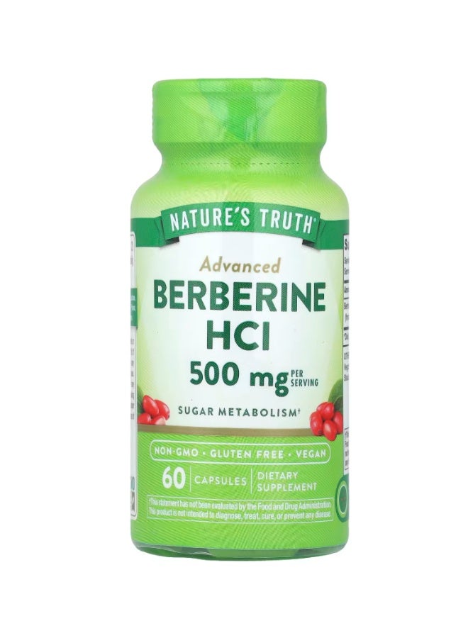 نايتشورز تروث Advanced Berberine HCI 500 mg 60 Capsules (250 mg Per Capsule)
