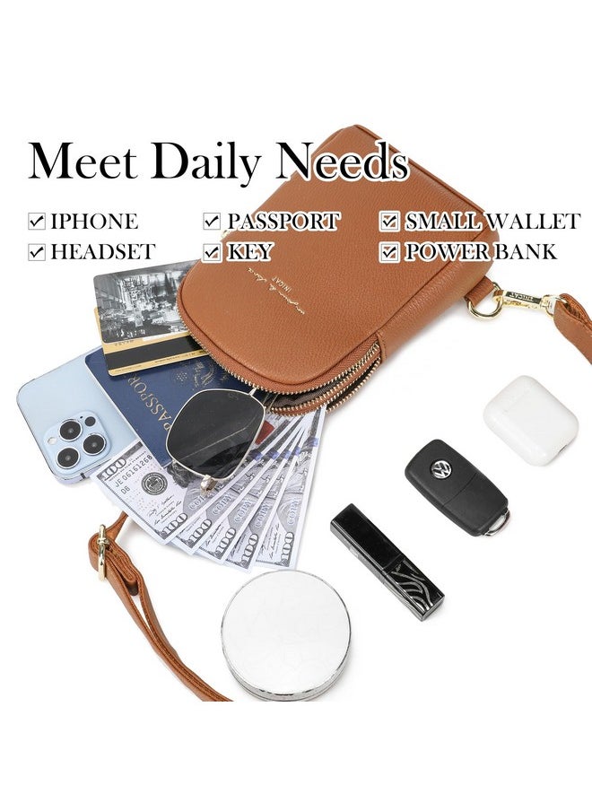 Haytijoe Small Crossbody Sling Bag For Women Vegan Leather Fanny Packs Travel Bag (Brown)  - Image 5