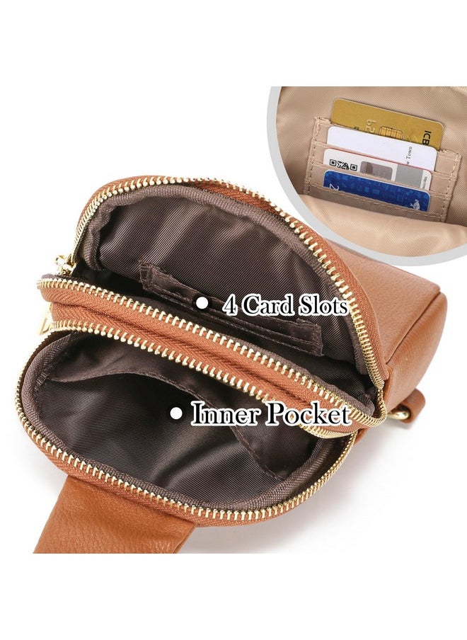 Haytijoe Small Crossbody Sling Bag For Women Vegan Leather Fanny Packs Travel Bag (Brown)  - Image 4