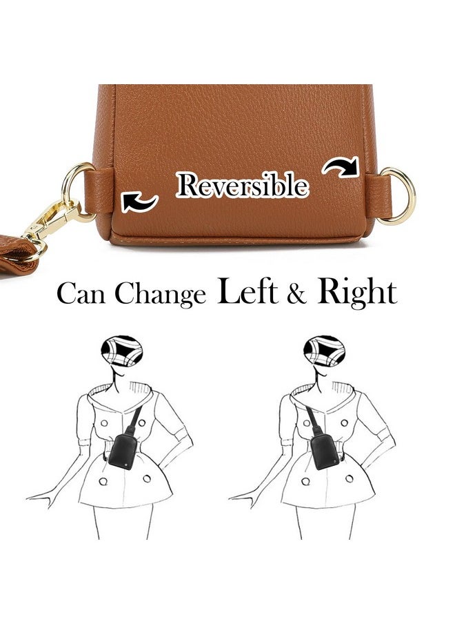 Haytijoe Small Crossbody Sling Bag For Women Vegan Leather Fanny Packs Travel Bag (Brown)  - Image 3