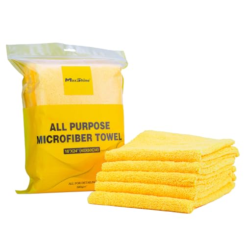Maxshine 16" x 24" Universal 5-Piece Professional Edgeless Microfiber Towel Set – 380GSM Extra Absorbent & Ultra Plush – Premium Towels for Car Wash, Home Cleaning & Pet Drying - Image 1