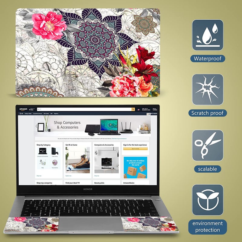 icolor Laptop Skin Sticker Decal 12 13 13.3 14 15 15.4 15.6 inch Personalized Universal Notebook Vinyl Skin Stickers Cover Art Decal Computer Protector (ColorfulFlower) - Image 5