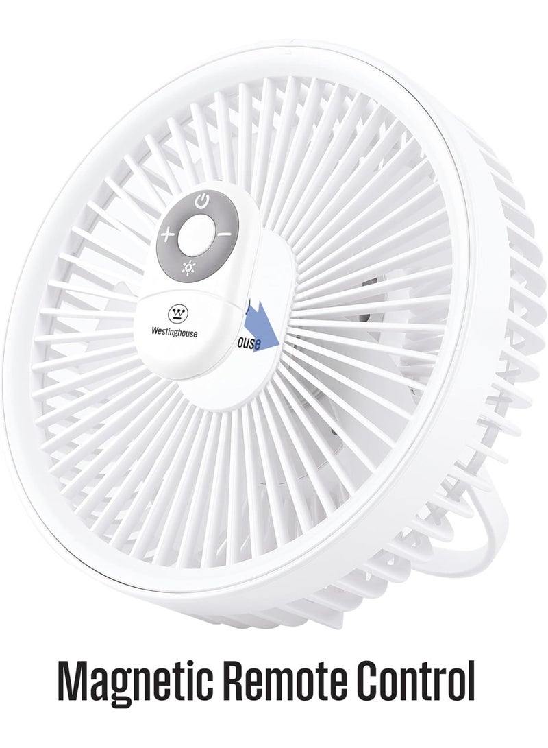 Westinghouse Rechargeable Desk Fan With Remote - LED Night Light, 4-Speed USB Table Fan, Quiet Portable Fan Stable Round Base for Bedroom, Office, Home – 182mm x 70mm - Image 2