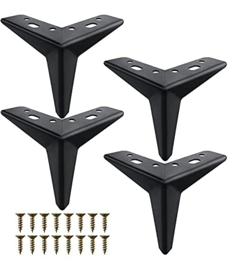 Aakash Decor 4 Inch Metal Sofa Legs Black Set of 4 Durable Replacement Sofa Paya Modern Rustproof Sturdy Furniture Legs for Home Office Star Shape  - Image 1