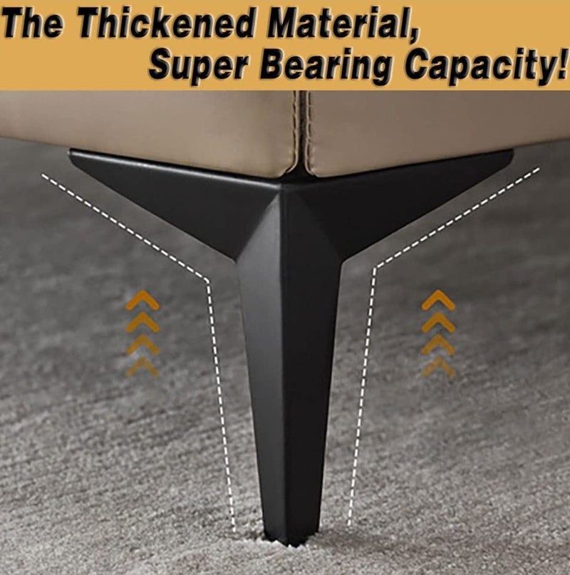 Aakash Decor 4 Inch Metal Sofa Legs Black Set of 4 Durable Replacement Sofa Paya Modern Rustproof Sturdy Furniture Legs for Home Office Star Shape  - Image 2