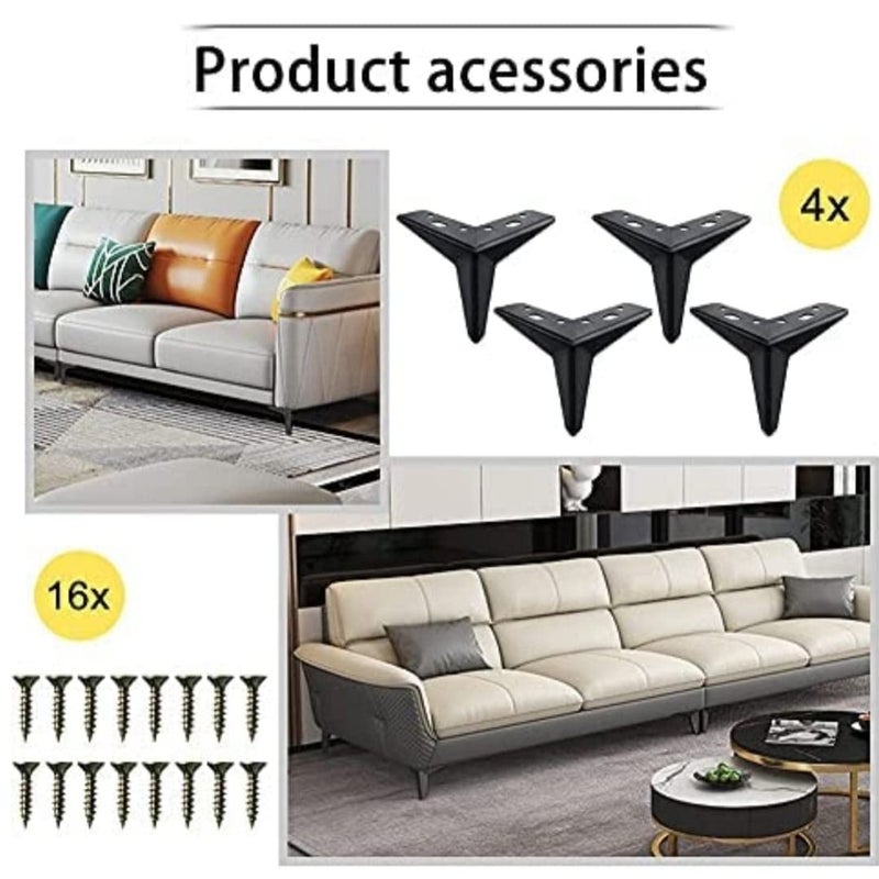 Aakash Decor 4 Inch Metal Sofa Legs Black Set of 4 Durable Replacement Sofa Paya Modern Rustproof Sturdy Furniture Legs for Home Office Star Shape  - Image 5