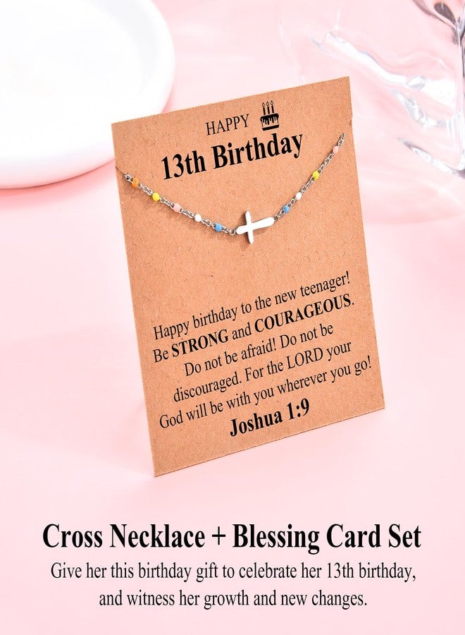 CERSLIMO 13 Year Old Girl Birthday Gifts Cross Necklace, Happy 13th Birthday Gifts for Teens | Christmas Christian Religious Presents for Her - Image 3