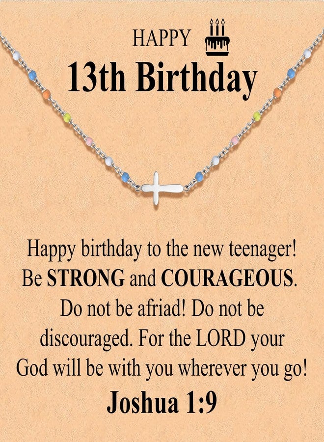 CERSLIMO 13 Year Old Girl Birthday Gifts Cross Necklace, Happy 13th Birthday Gifts for Teens | Christmas Christian Religious Presents for Her - Image 1