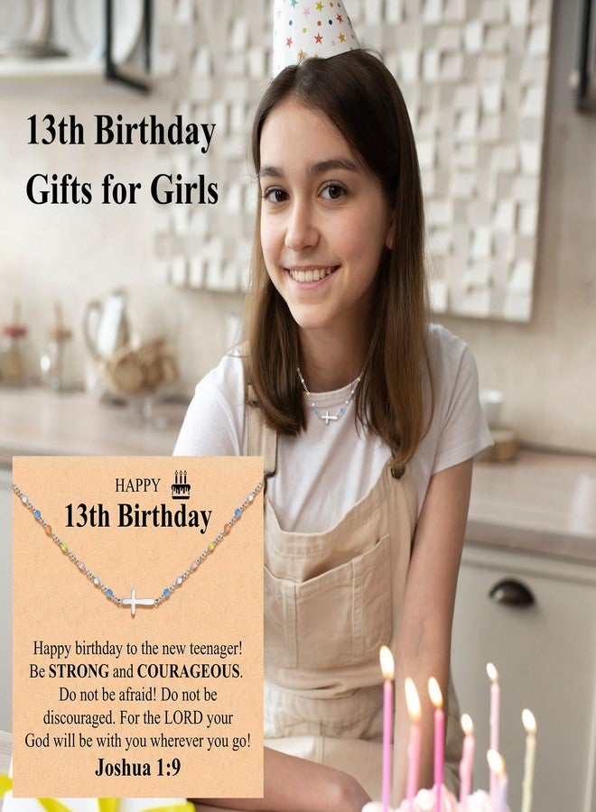 CERSLIMO 13 Year Old Girl Birthday Gifts Cross Necklace, Happy 13th Birthday Gifts for Teens | Christmas Christian Religious Presents for Her - Image 2
