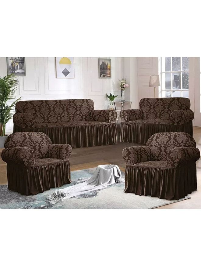 Arabest - One Seater Stretchable Sofa Cover Brown 80-120cm - Image 1