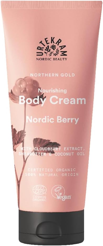 Urtekram Nordic Berry Body Cream Rich with Aloe Vera Shea Butter Coconut Oil Cloudberry Moisturizing Nourishing Silky soft skin Vegan natural 200 ml