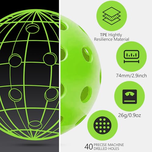 Navona 48 Pack Premium 40-Holes Outdoor Pickleball Balls, Meet USAPA Official Requirement, Perfectly Balanced, High Bounce True Flight, Durable Outdoor Pickleball Set - Image 2