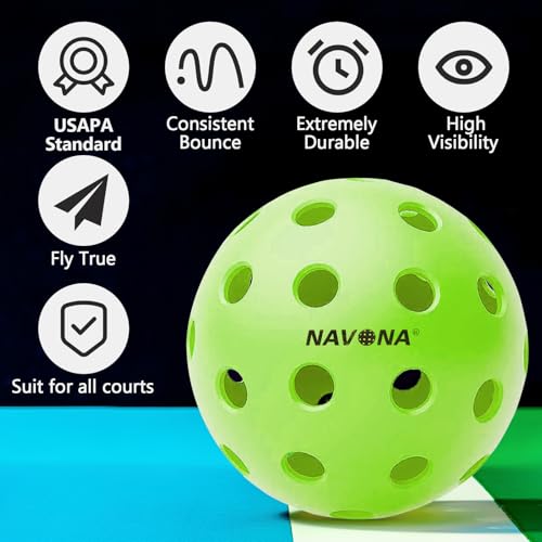 Navona 48 Pack Premium 40-Holes Outdoor Pickleball Balls, Meet USAPA Official Requirement, Perfectly Balanced, High Bounce True Flight, Durable Outdoor Pickleball Set - Image 3