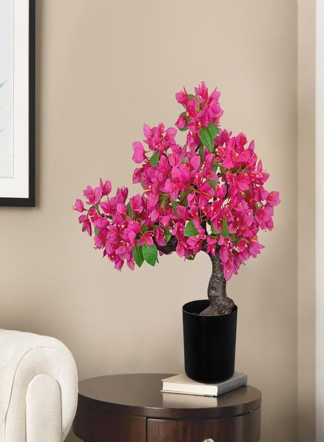 Briful Artificial Bougainvillea Flower Plant 20.8" Bougainvillea Bonsai Tree with Black Pot Silk Bougainvillea Floral Centerpiece for Home Office Dining Table Shelf Bathroom Decor(Hot Pink) - Image 4