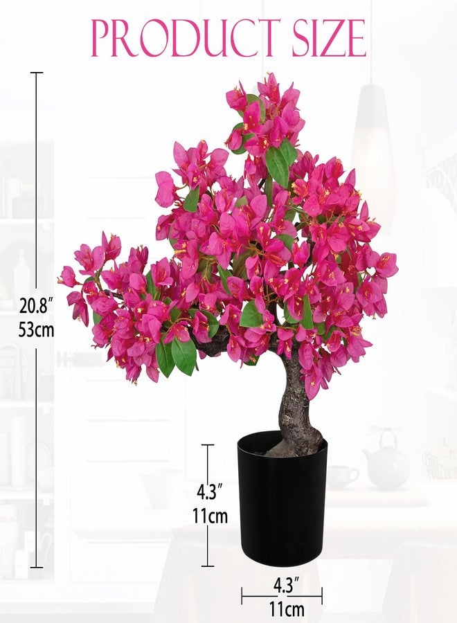 Briful Artificial Bougainvillea Flower Plant 20.8" Bougainvillea Bonsai Tree with Black Pot Silk Bougainvillea Floral Centerpiece for Home Office Dining Table Shelf Bathroom Decor(Hot Pink) - Image 2