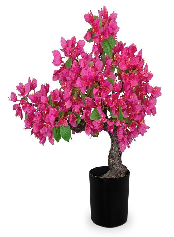 Briful Artificial Bougainvillea Flower Plant 20.8" Bougainvillea Bonsai Tree with Black Pot Silk Bougainvillea Floral Centerpiece for Home Office Dining Table Shelf Bathroom Decor(Hot Pink) - Image 1