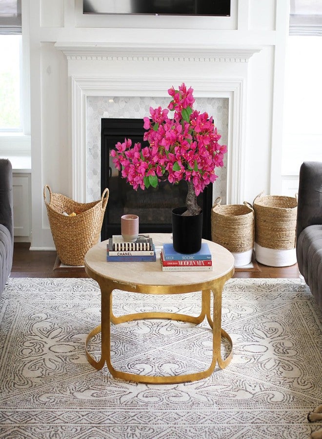 Briful Artificial Bougainvillea Flower Plant 20.8" Bougainvillea Bonsai Tree with Black Pot Silk Bougainvillea Floral Centerpiece for Home Office Dining Table Shelf Bathroom Decor(Hot Pink) - Image 5