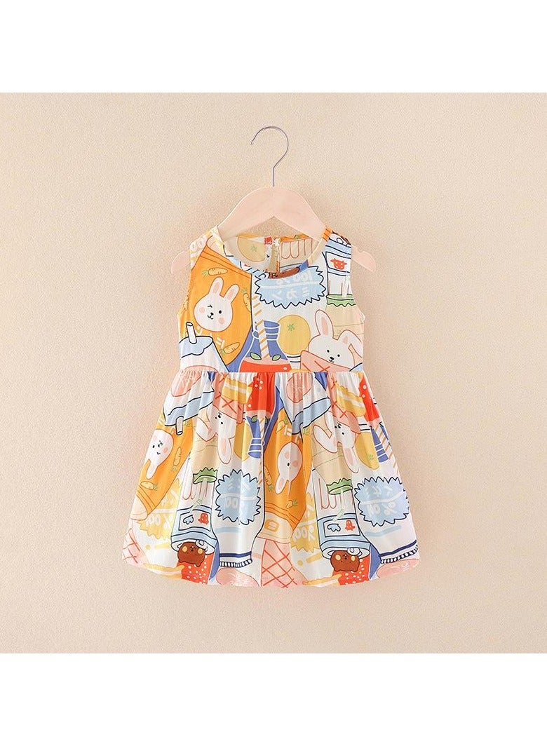 Loquat Girls Summer  Halter Dress  Cotton  Children Floral Dress - Image 1