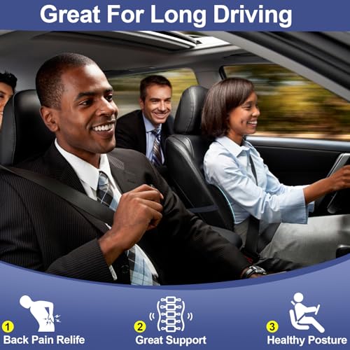 BYMECOST Lumbar Support Pillow for Car, Memory Foam Car Seat Back Support Pillow for Driving, Back Cushion with Strap for Pain Relief, Ergonomic Back Cushion for Office Chair, Wheelchair (Black) - Image 3