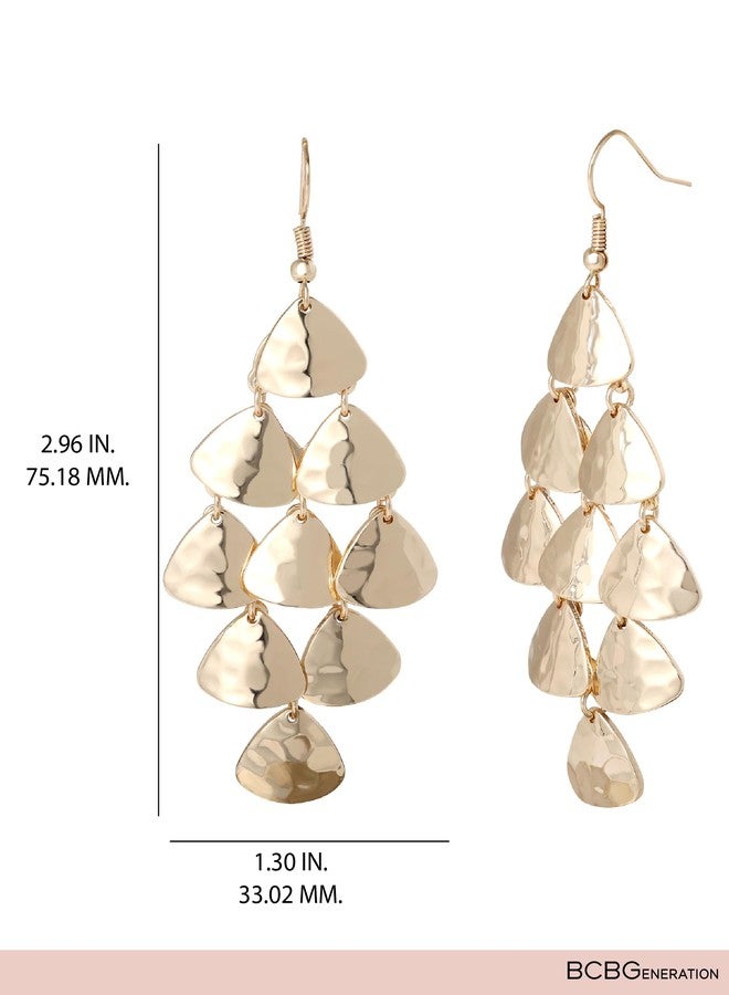 بي سي بي جينيريشن أقراط متدلية من مجموعة BCBG Generation Gold للنساء - أقراط مثلثة متدلية متعددة الطبقات بلمسة نهائية مميزة - تصميم خفيف الوزن - Image 5