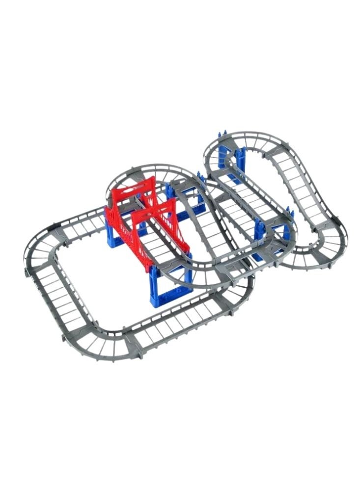 بريميم مجموعة سيارات مسار سكة حديدية كهربائية - ۹۰ قطعة مسار سباق مع جسر، لعبة بناء تعليمية للأطفال - Image 5