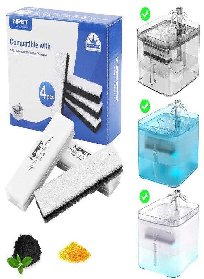 NPET Cat Dog Water Fountain Replacement Filters 4 Pack for WF020TP/WF020BL/WF020WH Fountains - Image 1