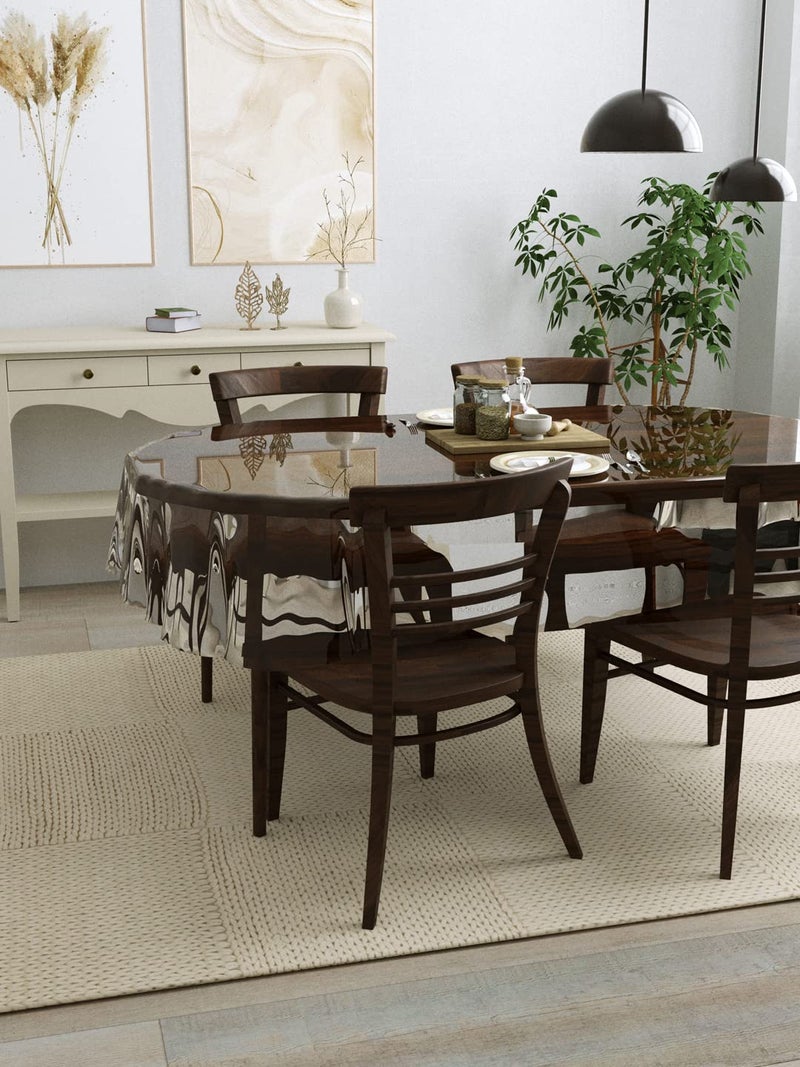 Clasiko 4 Seater Oval Dining Table Cover; 54x78 Inches or 137x198 Cms; Material - PVC; Anti Slip; Without Border - Image 3