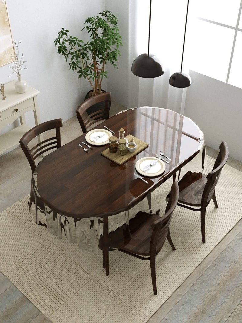 Clasiko 4 Seater Oval Dining Table Cover; 54x78 Inches or 137x198 Cms; Material - PVC; Anti Slip; Without Border - Image 4